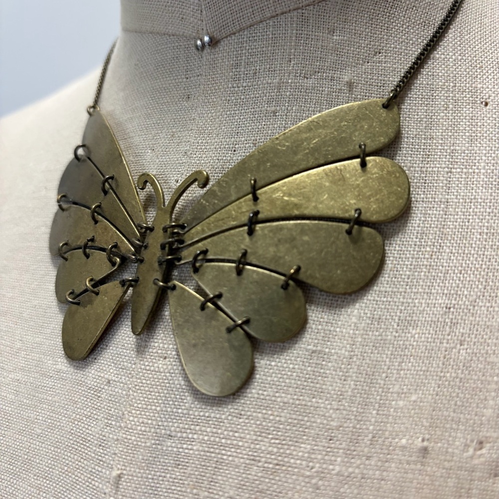 Butterfly Necklace in Antique Brass - Picture 2 of 6